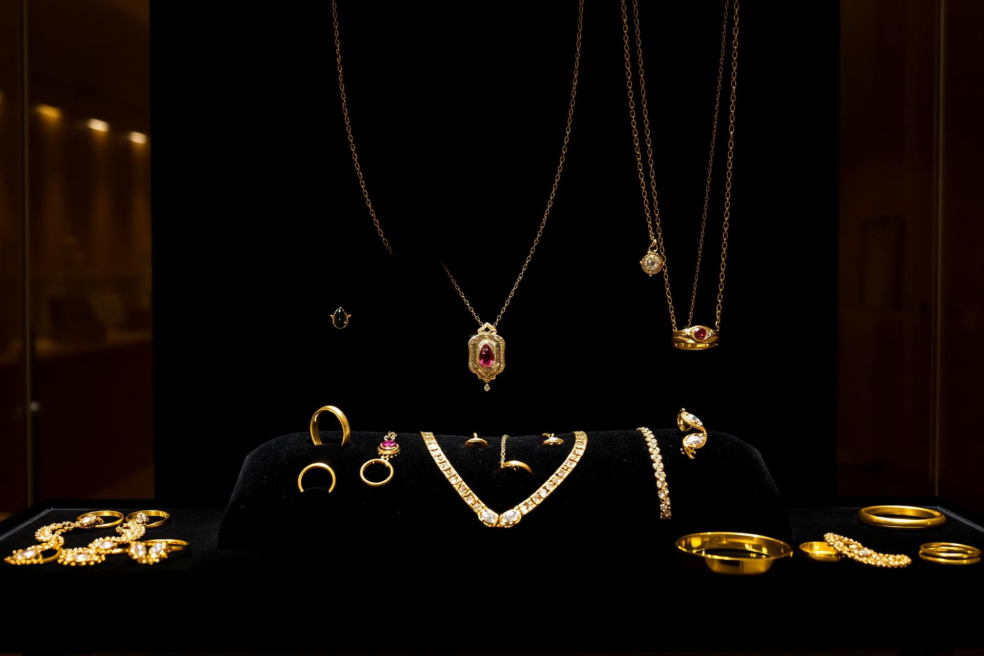 Bijoux en or sur velours noir
